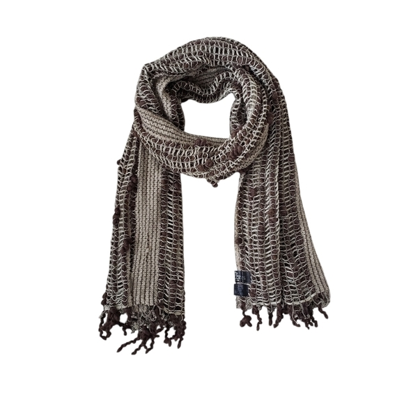 Galitzine Accessories - Italian Woven Textured Shawl Scarf Neutral Colors